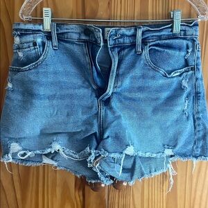 Abercrombie & Fitch Frayed High Rise Jean Shorts